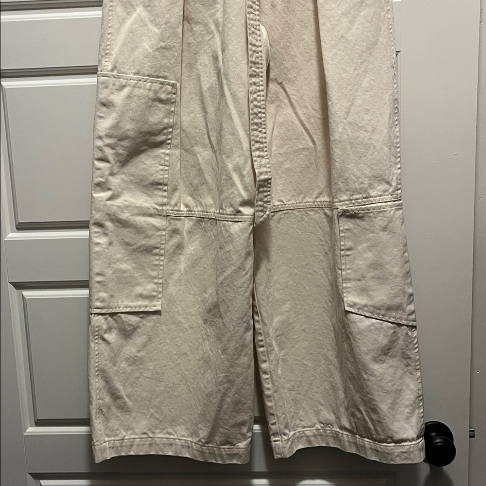 ZARA High-Waisted Wide-Leg belted pants with asymmetric pockets on legs NWOT - Picture 7 of 13